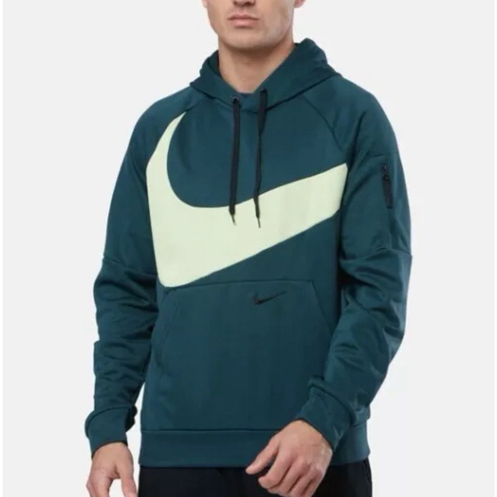 Nike Therma Fit Fitness Fleece Mens Size  Large Hoodie Green Swoosh